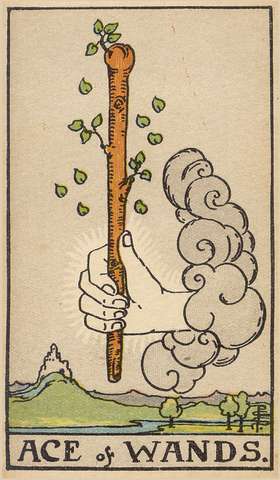 Ace of Wands tarot card from the Rider–Waite Tarot Deck