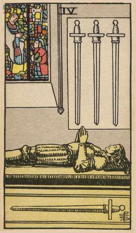 Four of Swords tarot card from the Rider–Waite Tarot Deck
