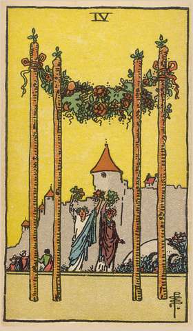 Four of Wands tarot card from the Rider–Waite Tarot Deck