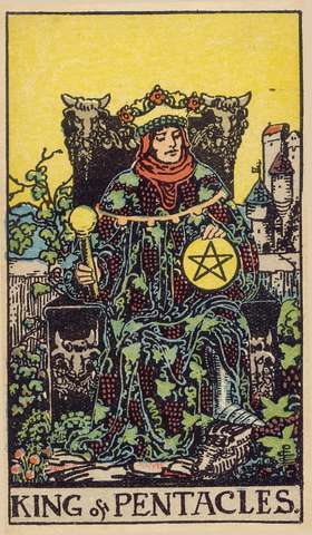 King of Pentacles tarot card from the Rider–Waite Tarot Deck