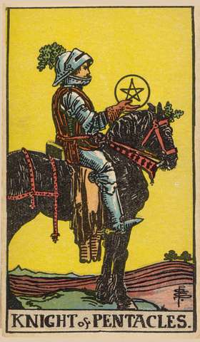 Knight of Pentacles tarot card from the Rider–Waite Tarot Deck