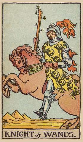 Knight of Wands tarot card from the Rider–Waite Tarot Deck