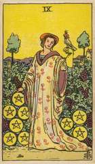 Four of Pentacles tarot card from the Rider–Waite Tarot Deck