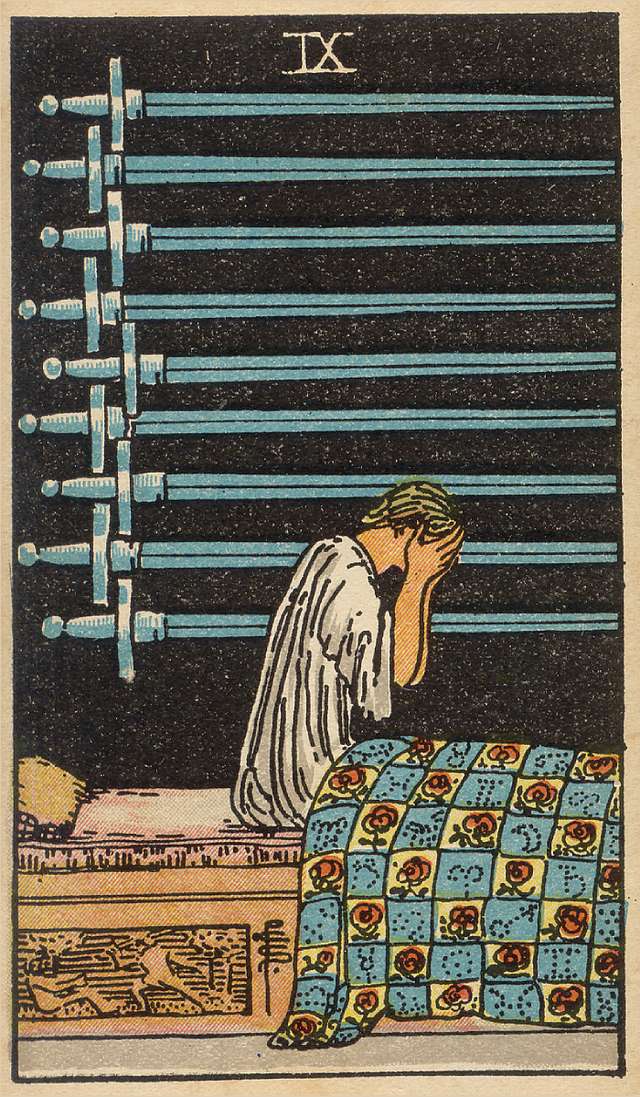 Nine of Swords tarot card from the Rider–Waite Tarot Deck