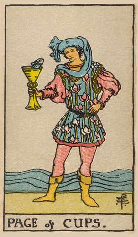 Page of Cups tarot card from the Rider–Waite Tarot Deck