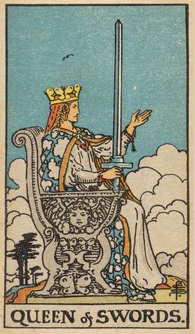 Queen of Swords tarot card from the Rider–Waite Tarot Deck