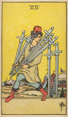 Seven of Swords tarot card from the Rider–Waite Tarot Deck