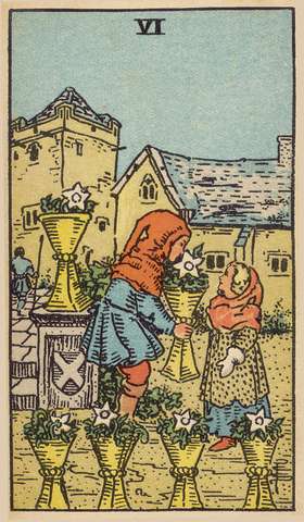 Six of Cups tarot card from the Rider–Waite Tarot Deck