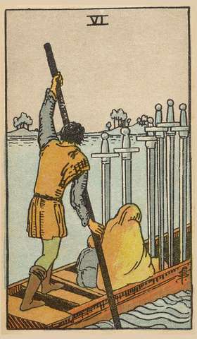 Six of Swords tarot card from the Rider–Waite Tarot Deck