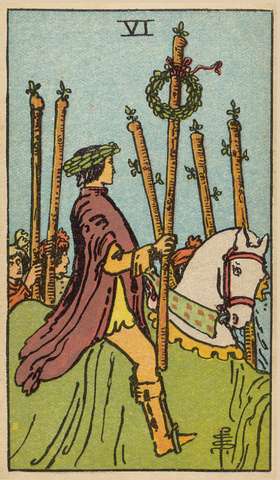Six of Wands tarot card from the Rider–Waite Tarot Deck