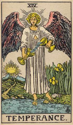 Temperance tarot card from the Rider–Waite Tarot Deck
