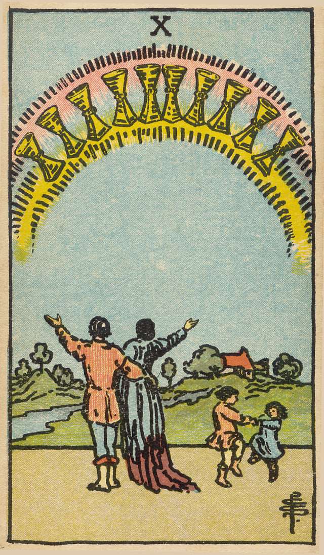 Ten of Cups tarot card from the Rider–Waite Tarot Deck