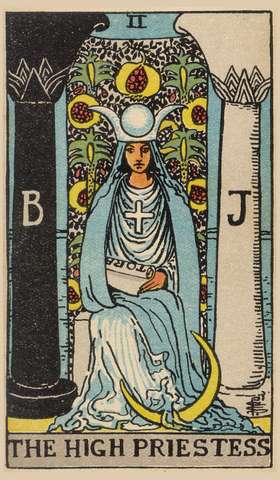 The High Priestess tarot card from the Rider–Waite Tarot Deck