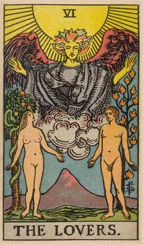 The Lovers tarot card from the Rider–Waite Tarot Deck