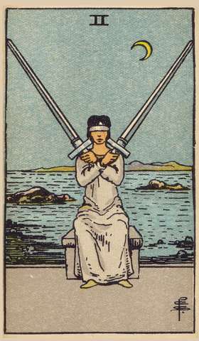Two of Swords tarot card from the Rider–Waite Tarot Deck